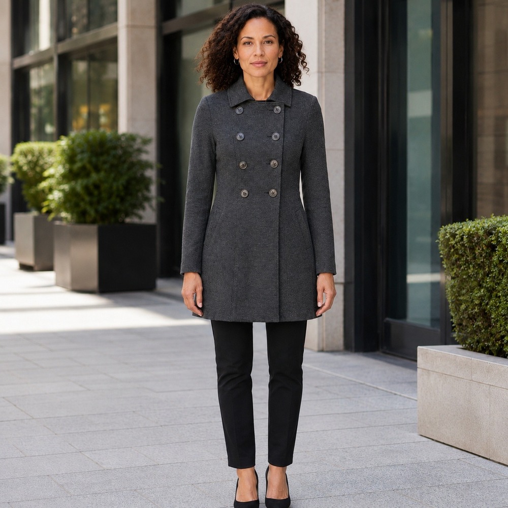 CAbi Casablanca Ponte Trench Coat Gray Double Breasted Women's S Style 648